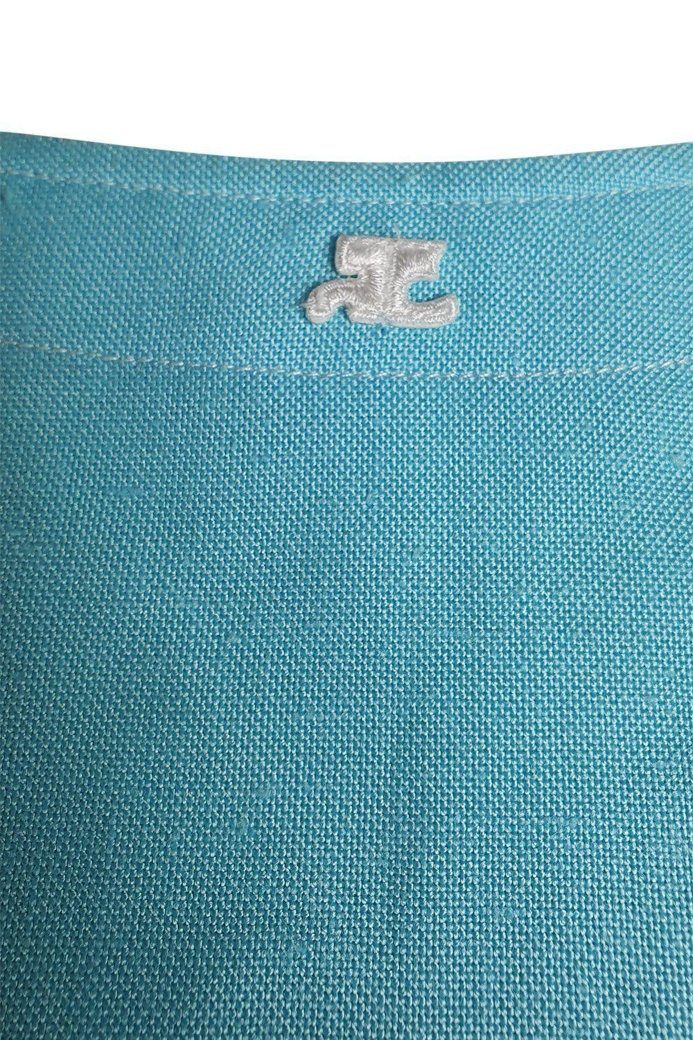 COURRÈGES Vintage Baby Blue Viscose Short Sleeved Crop Top (FR 44)-The Freperie