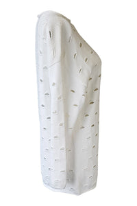 COURRÈGES Vintage White Cotton Blend Long Sleeved Cardigan (L)-Courrèges-The Freperie