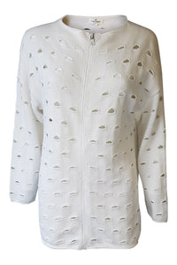 COURRÈGES Vintage White Cotton Blend Long Sleeved Cardigan (L)-Courrèges-The Freperie