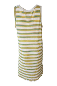 CURRENT ELLIOT Cream Striped Hemp Cotton Sleeveless Dress (L)-Current Elliott-The Freperie
