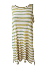Load image into Gallery viewer, CURRENT ELLIOT Cream Striped Hemp Cotton Sleeveless Dress (L)-Current Elliott-The Freperie

