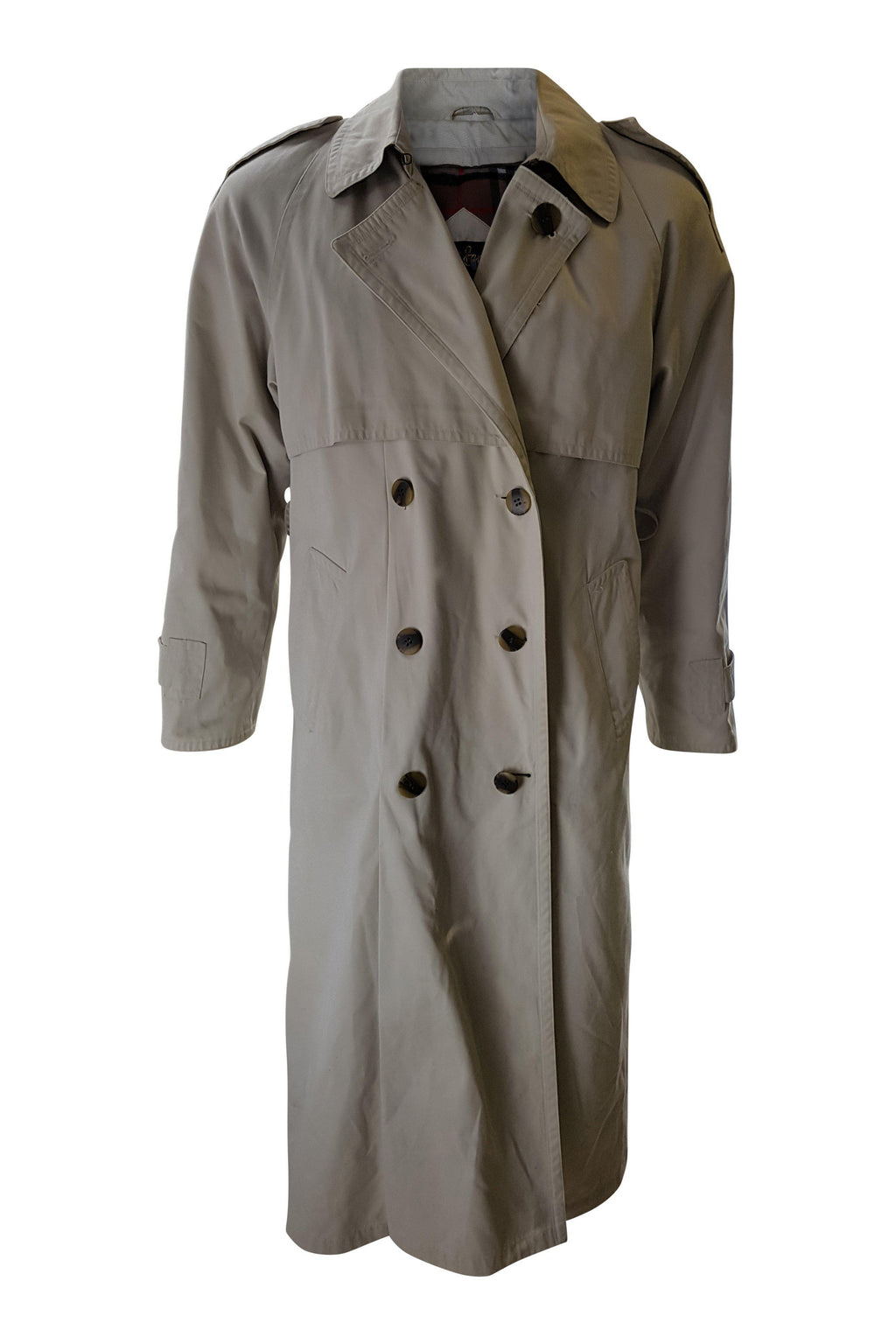 DAVID BARRY Vintage Classic Cream Double Breasted Trench Coat (10)-David Barry-The Freperie
