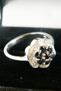 DIAMOND & SAPPHIRE Cluster Ring L-The Freperie-The Freperie