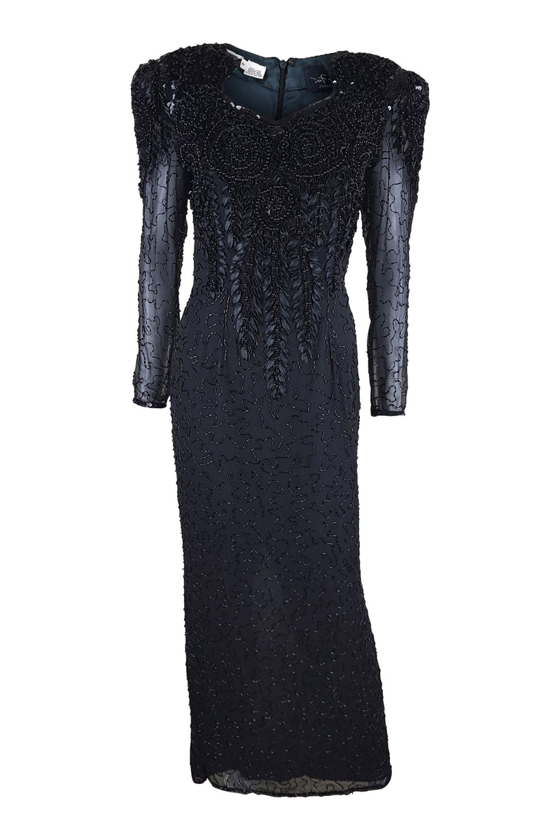 DIANE FREIS Vintage Beaded Black Long Sleeved Cocktail Dress (S) – The ...