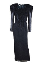 Load image into Gallery viewer, DIANE FREIS Vintage Beaded Black Cocktail Dress (S)-Diane Freis-The Freperie
