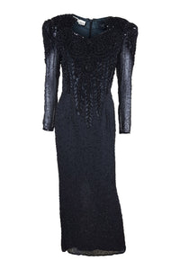 DIANE FREIS Vintage Beaded Black Cocktail Dress (S)-Diane Freis-The Freperie