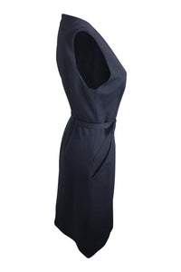 DIANE VON FURSTENBERG Black Twill Nula Shift Dress (6)-Diane Von Furstenberg-The Freperie