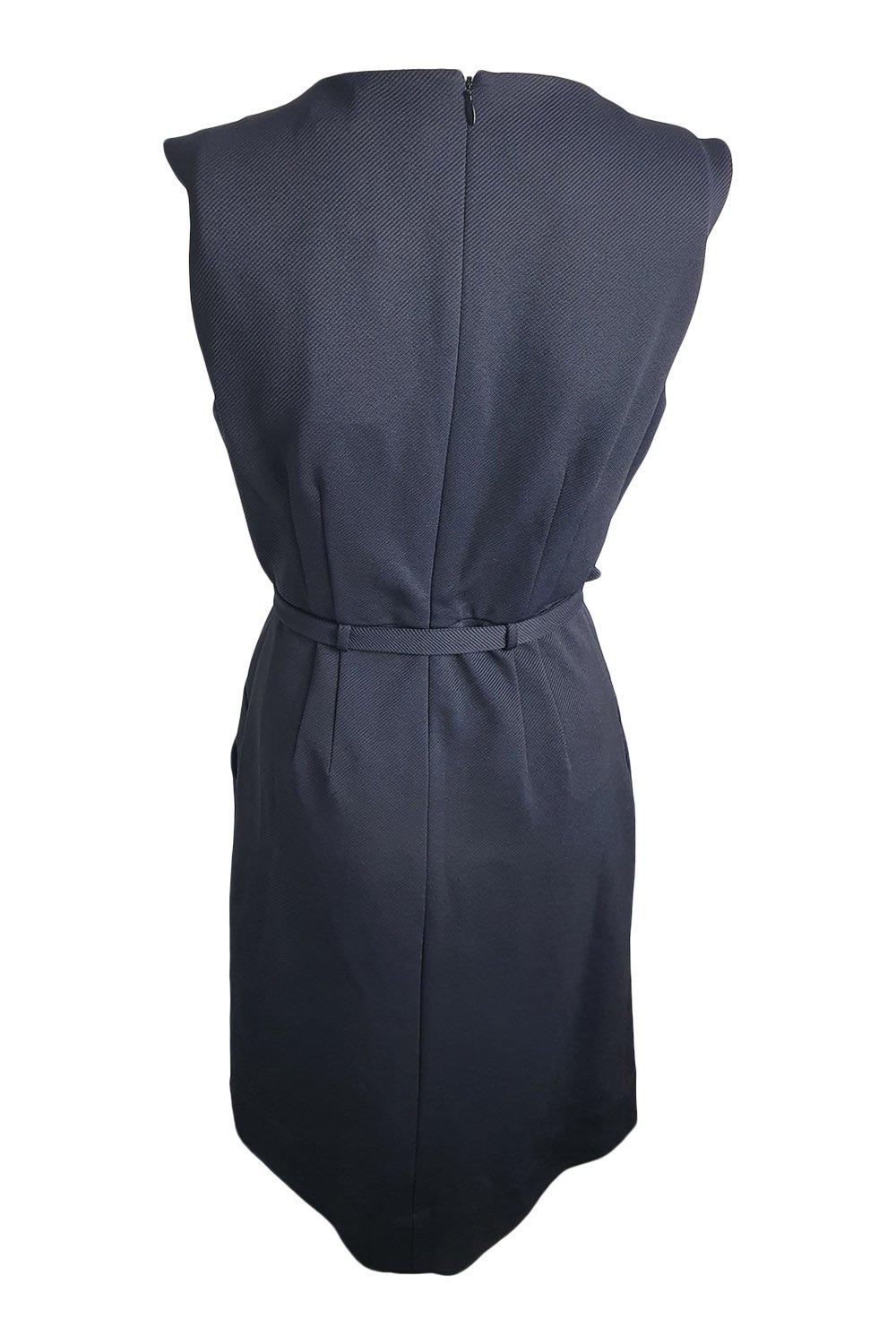 DIANE VON FURSTENBERG Black Twill Nula Shift Dress (6)-Diane Von Furstenberg-The Freperie