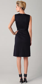 Load image into Gallery viewer, DIANE VON FURSTENBERG Black Twill Nula Shift Dress (6)-Diane Von Furstenberg-The Freperie
