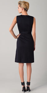 DIANE VON FURSTENBERG Black Twill Nula Shift Dress (6)-Diane Von Furstenberg-The Freperie