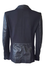 Load image into Gallery viewer, DKNY Black Lambskin Leather Perforated Blazer (4)-DKNY-The Freperie
