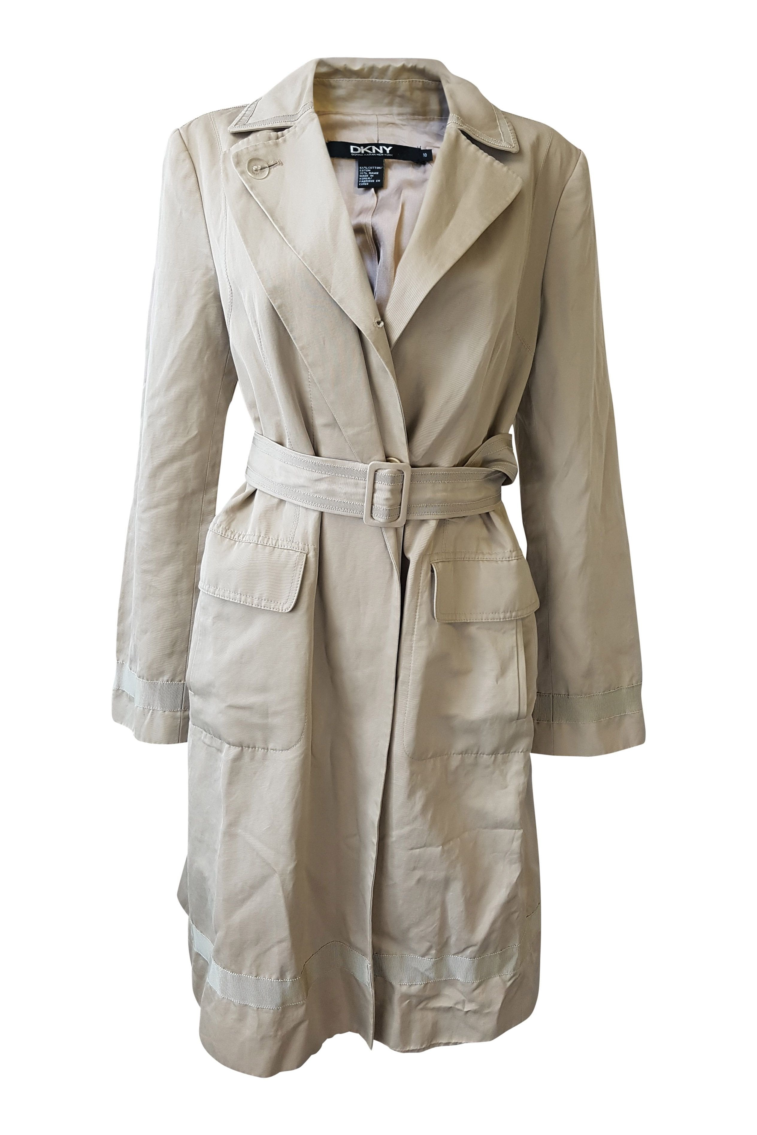 DKNY Cotton Belted Trench Coat (UK 14)-DKNY-The Freperie
