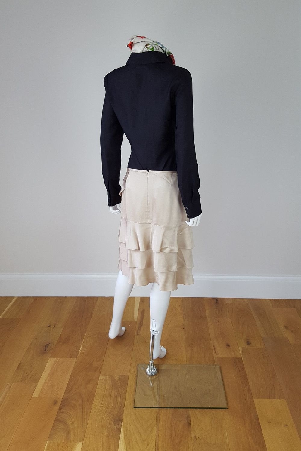 DKNY Gold Layered Ruffled Skirt (UK 12)-DKNY-The Freperie