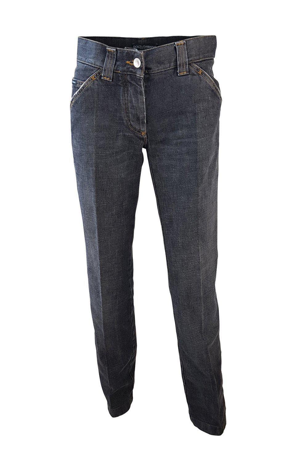DOLCE & GABBANA Grey Vintage Wash Straight Leg Jeans (38)-Dolce & Gabbana-The Freperie
