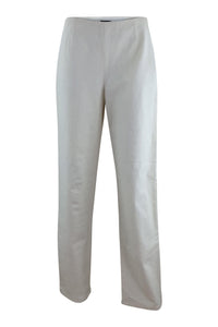 DONNA KARAN Women's White Straight Leg Cotton Blend Trousers (10)-Donna Karan-The Freperie