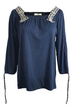 Load image into Gallery viewer, DOROTHEE SCHUMACER Navy Blue Cotton Soft Charm Shirt (Size 1)-The Freperie
