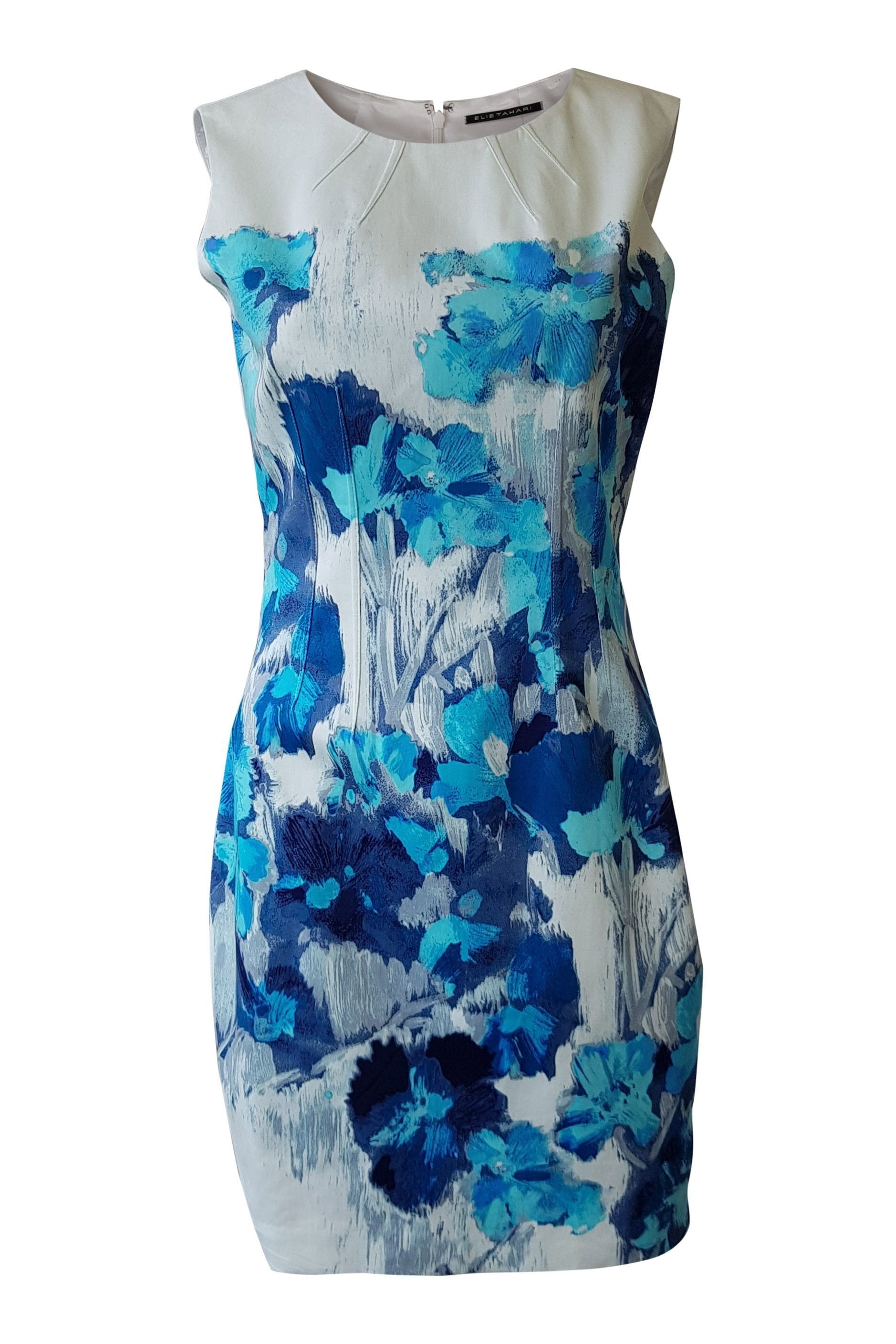 ELIE TAHARI Floral Print Sleeveless Shift Dress (UK 8)-Elie Tahari-The Freperie