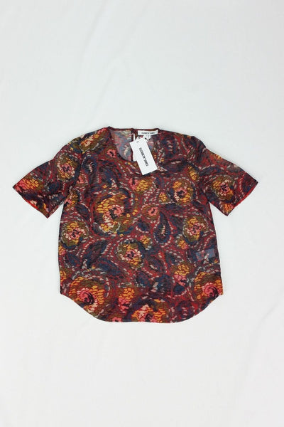ELIZABETH & JAMES Piper Red Floral Print T-Shirt Top (UK 8) – The Freperie