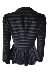 EMPORIO ARMANI Black Self Stripe Cotton Blend Jacket (8)-Emporio Armani-The Freperie