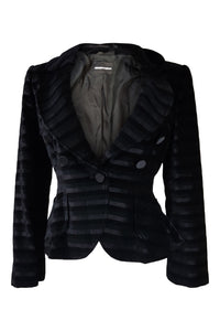 EMPORIO ARMANI Black Self Stripe Cotton Blend Jacket (8)-Emporio Armani-The Freperie
