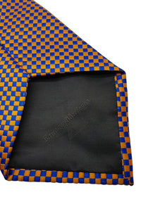 ERMENEGILDO ZEGNA Blue Orange Checked Silk Tie (61")-Ermenegildo Zegna-The Freperie