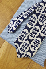 Load image into Gallery viewer, ERRE White and Blue Silk Tie-Erre-The Freperie
