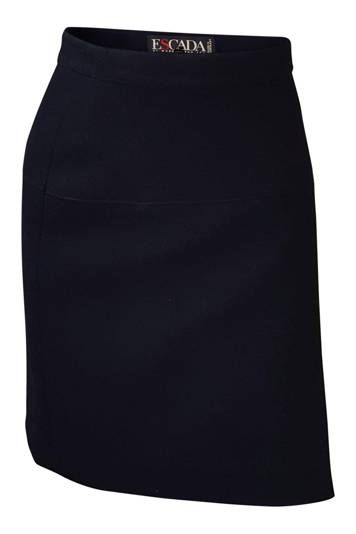 ESCADA Black 100% Wool Kilt Mini Skirt (34)-Escada-The Freperie