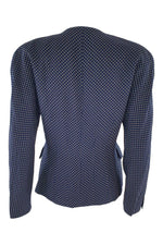 Load image into Gallery viewer, ESCADA Navy Blue Wool Blend Polka Dot Blazer (38)-Escada-The Freperie
