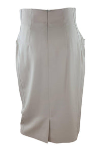 ESCADA Vintage 1980s Cream Pure New Wool Knee Length Pencil Skirt (36)-The Freperie