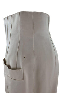 ESCADA Vintage 1980s Cream Pure New Wool Knee Length Pencil Skirt (36)-The Freperie