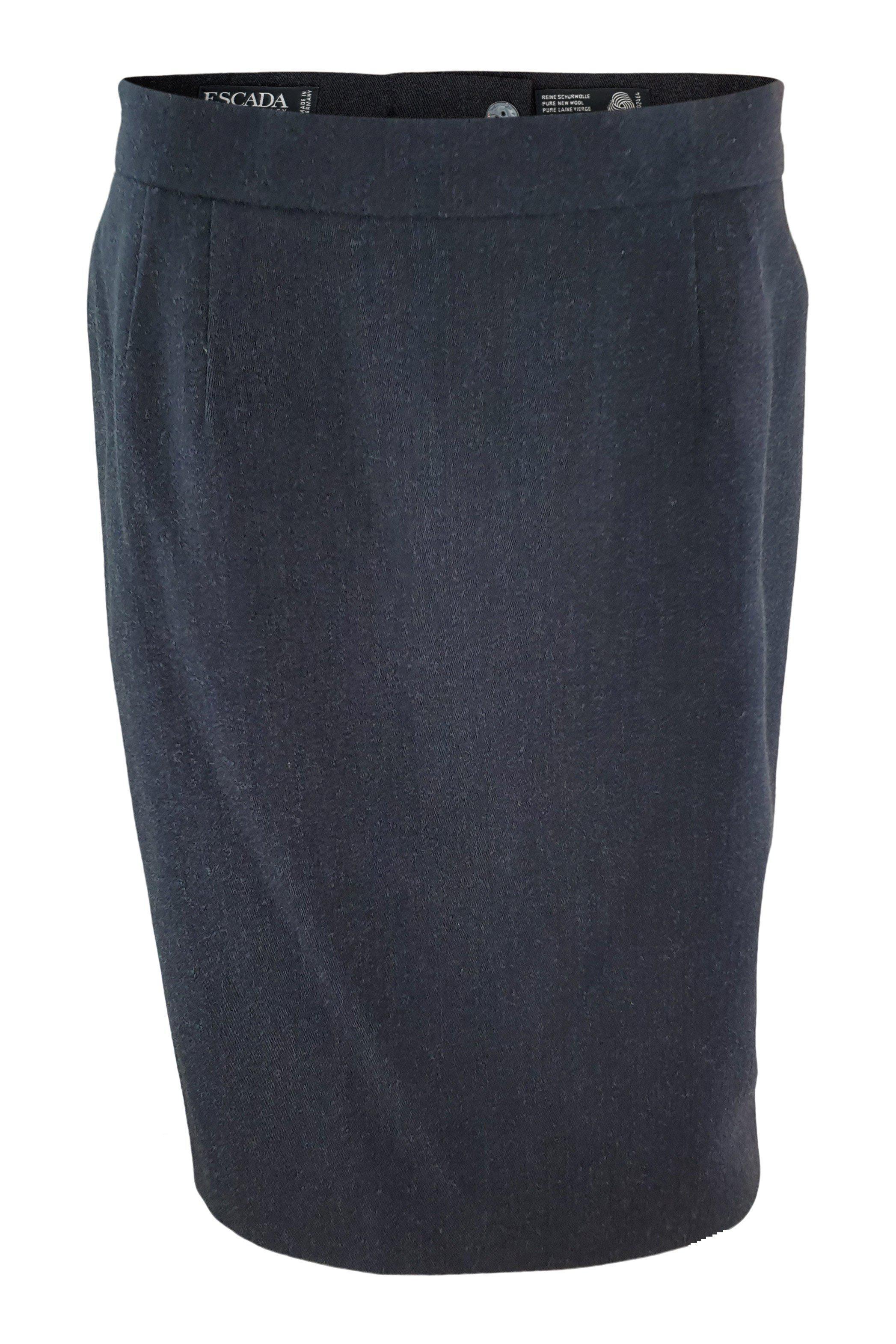 ESCADA Grey Wool Knee Length Pencil Skirt (40)-Escada-The Freperie