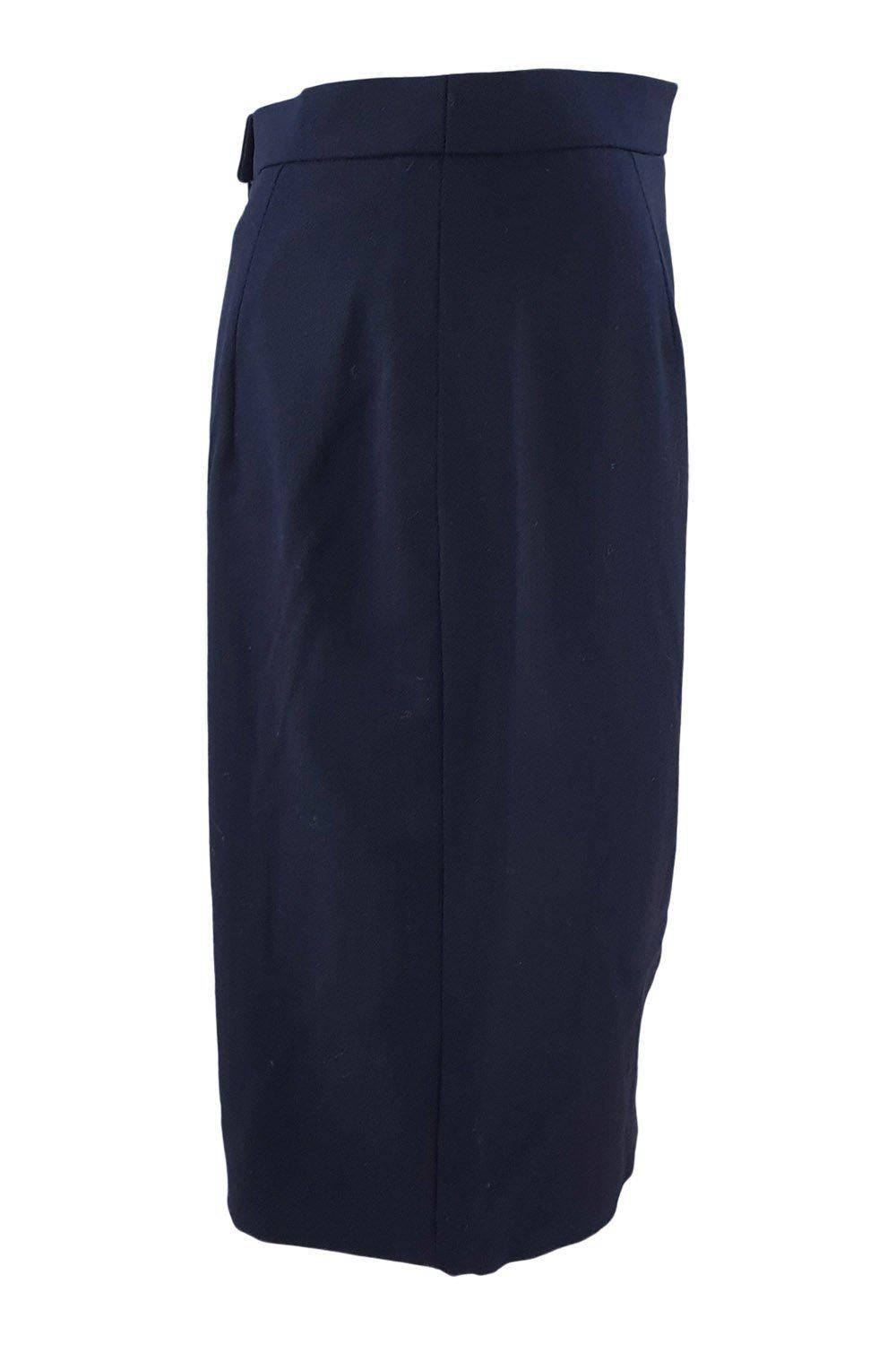 ESCADA Vintage Blue 100% Wool Pencil Skirt (38)-Escada-The Freperie