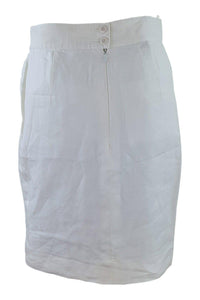 ESCADA Vintage White Linen Mini Pencil Skirt (38)-Escada-The Freperie