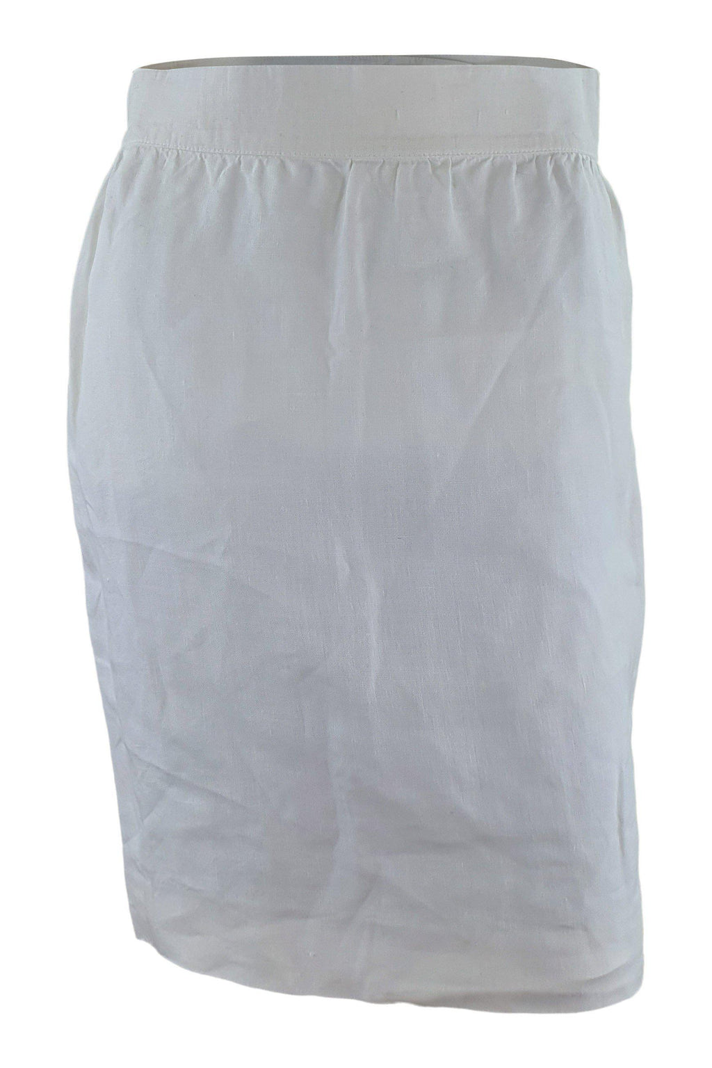 ESCADA Vintage White Linen Mini Pencil Skirt (38)-Escada-The Freperie