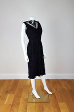 Load image into Gallery viewer, ESTEVEZ Vintage Lace Overlay Black Evening Dress (UK 8)-Estévez-The Freperie
