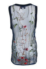 Load image into Gallery viewer, ETALON Steve Canar Blue Floral Illusion Tank Top (S)-The Freperie
