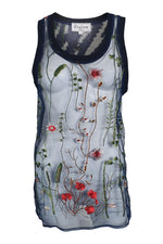 Load image into Gallery viewer, ETALON Steve Canar Blue Floral Illusion Tank Top (S)-The Freperie

