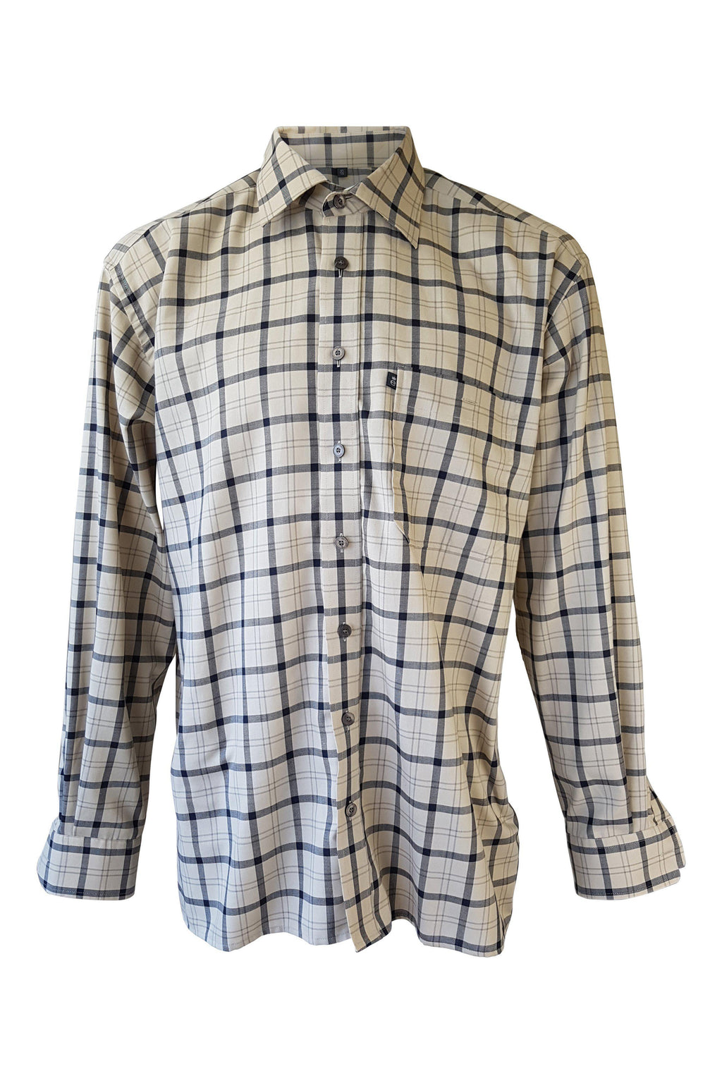 ETERNA Excellent Cream Black Checked Shirt (41/16)-Eterna Excellent-The Freperie