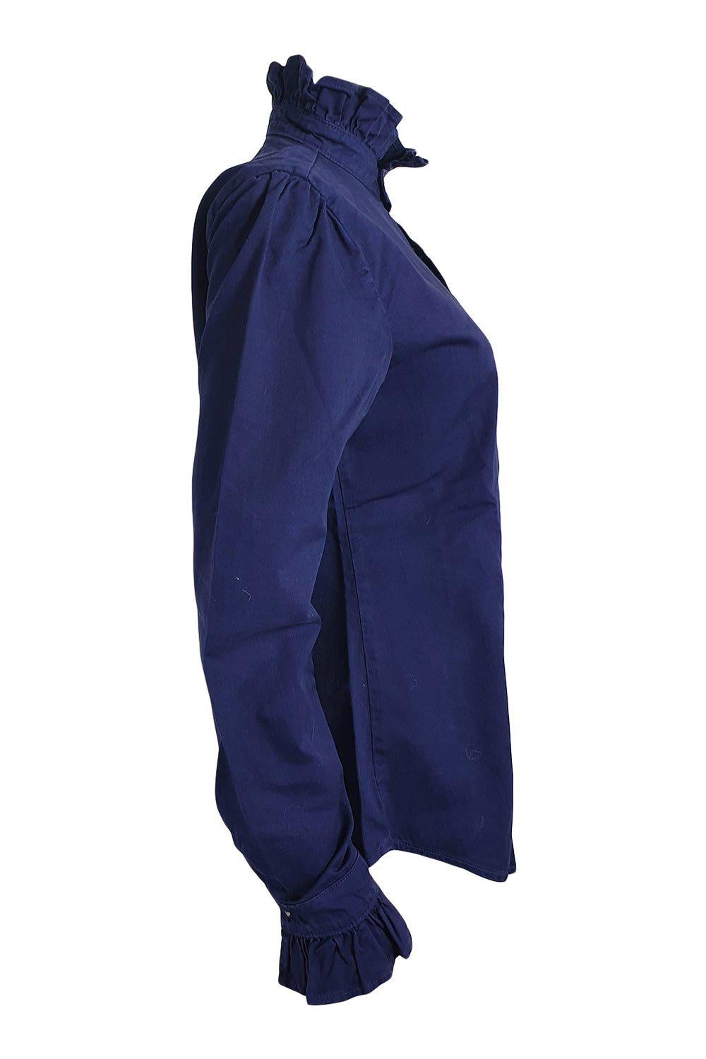 EVE DENIM 100% Cotton Violet Shirt in Navy Blue (XS)-Eve Denim-The Freperie