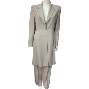 Emporio Armani Stone/Grey Wool Trouser Suit UK 12 | US 8 | IT 44-The Freperie