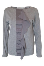 Load image into Gallery viewer, FABIANA FILIPPI Grey Linen Cotton Blend Long Sleeve Top (L)-MNG-The Freperie
