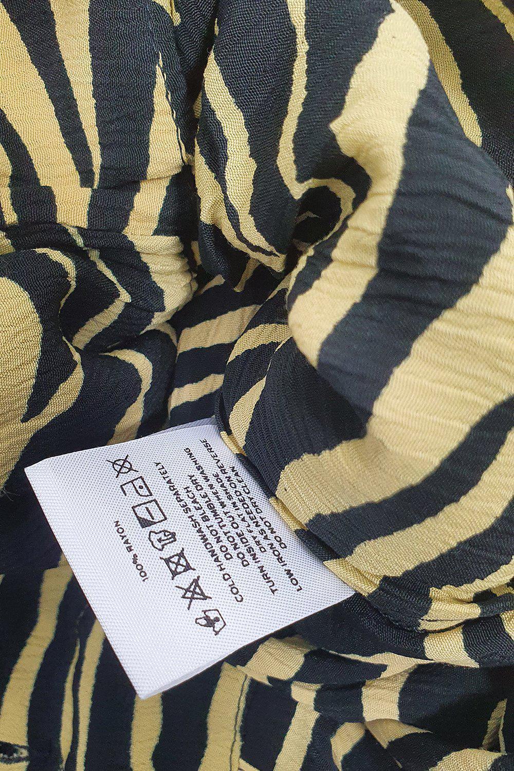 FAITHFULL THE BRAND Amaia Zebra Yellow Rafa Midi Dress (AU 8 | US 4 | UK 4)-The Freperie