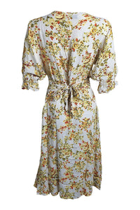 FAITHFULL THE BRAND Off White Goldie Floral Rafa Midi Dress (AU 8 | US 4 | UK 4)-The Freperie