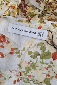 FAITHFULL THE BRAND Off White Goldie Floral Rafa Midi Dress (AU 8 | US 4 | UK 4)-The Freperie
