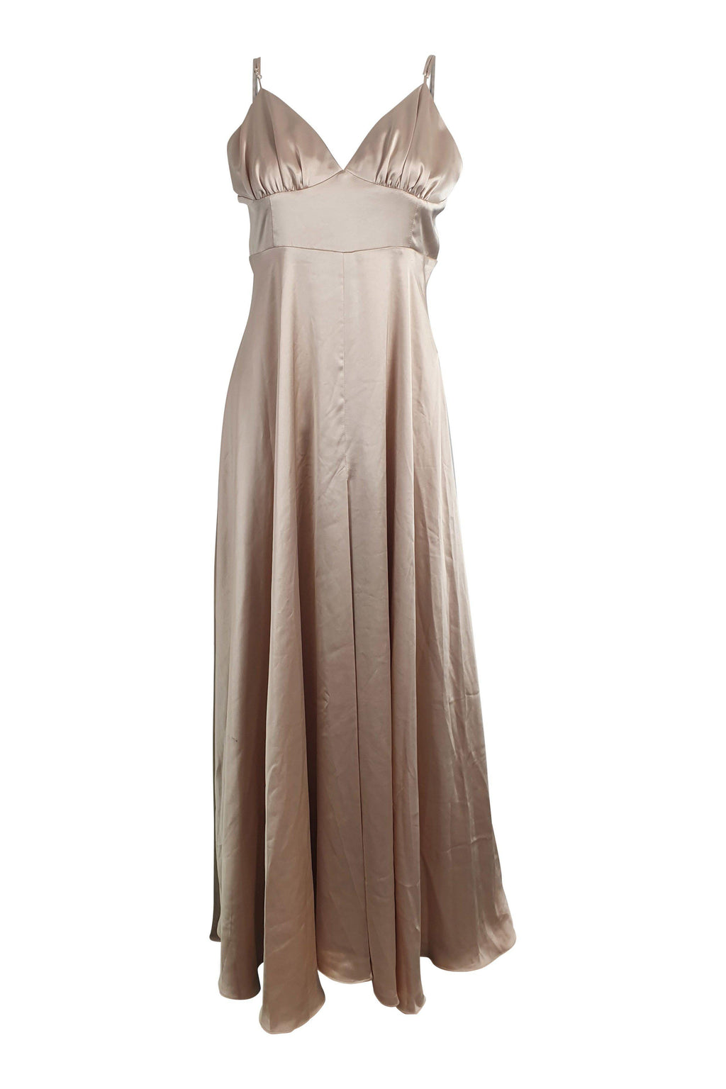 FAME AND PARTNERS Champagne Strappy Maxi Dress (US 10 | AU 14)-Fame and Partners-The Freperie