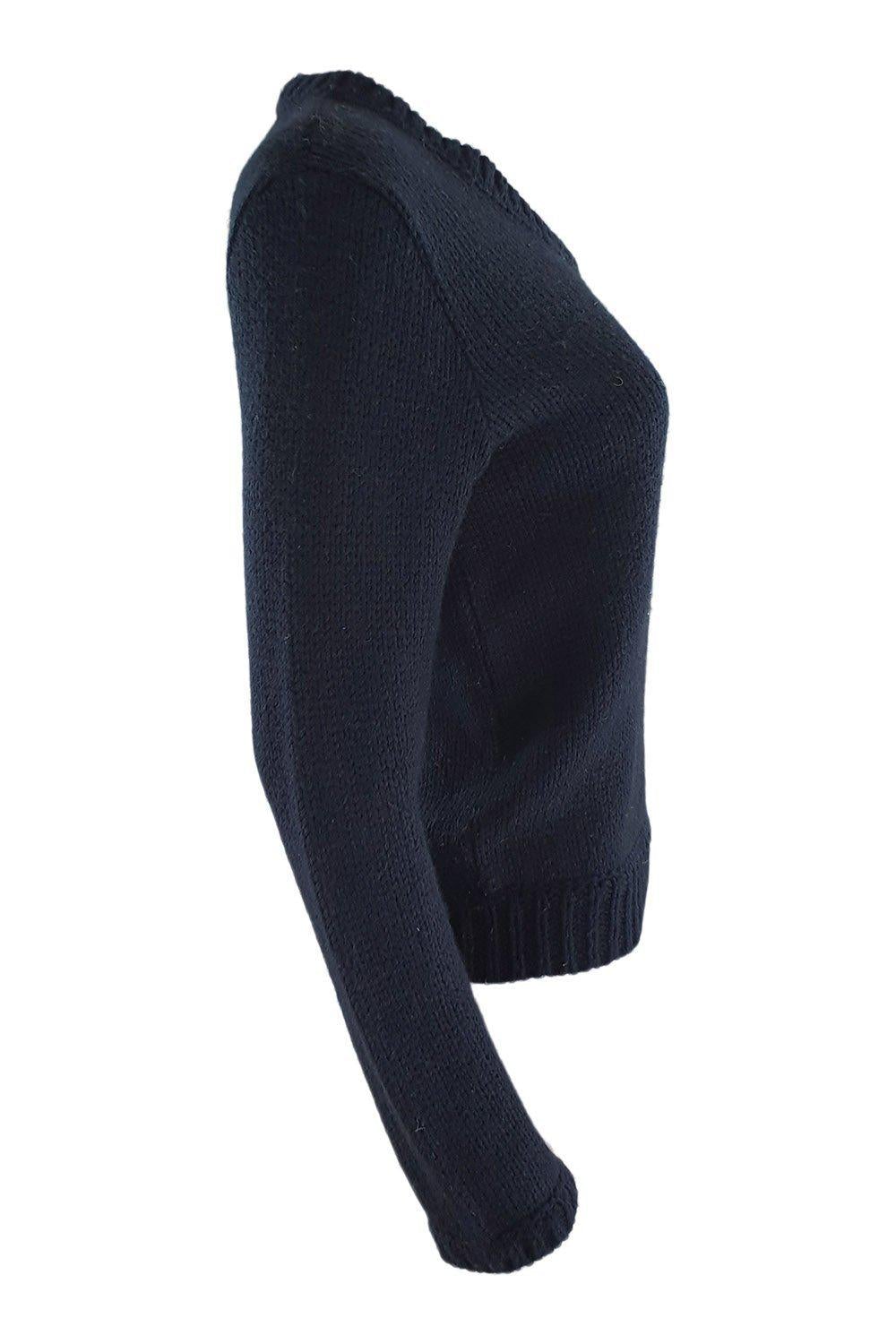 FENDI Black Wool Blend Medium Knit Fendi Encrusted Jumper (S)-Fendi-The Freperie
