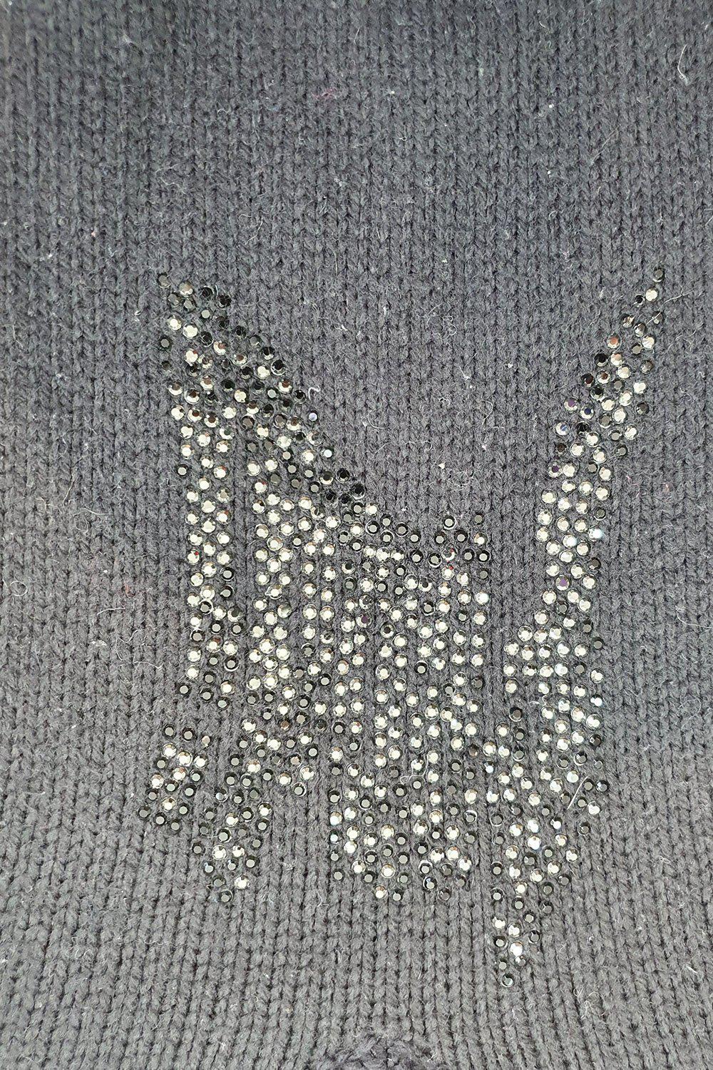 FENDI Black Wool Blend Medium Knit Fendi Encrusted Jumper (S)-Fendi-The Freperie
