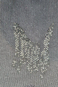 FENDI Black Wool Blend Medium Knit Fendi Encrusted Jumper (S)-Fendi-The Freperie