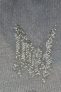 FENDI Black Wool Blend Medium Knit Fendi Encrusted Jumper (S)-Fendi-The Freperie