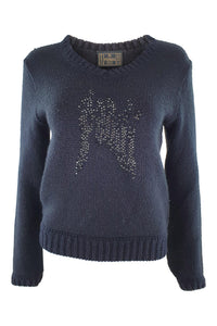 FENDI Black Wool Blend Medium Knit Fendi Encrusted Jumper (S)-Fendi-The Freperie
